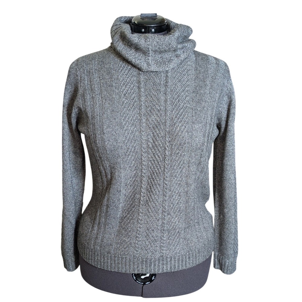 L.L. Bean Dark Academia Gray Merino Wool Cowl Neck Sweater XL